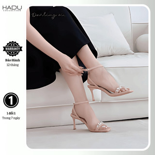 Giày Sandal Cao Gót 7P MILIA Quai Đính Đá HADU MM7129 Da PU Cao Cấp Đế Chống Trượt  BH 12T
