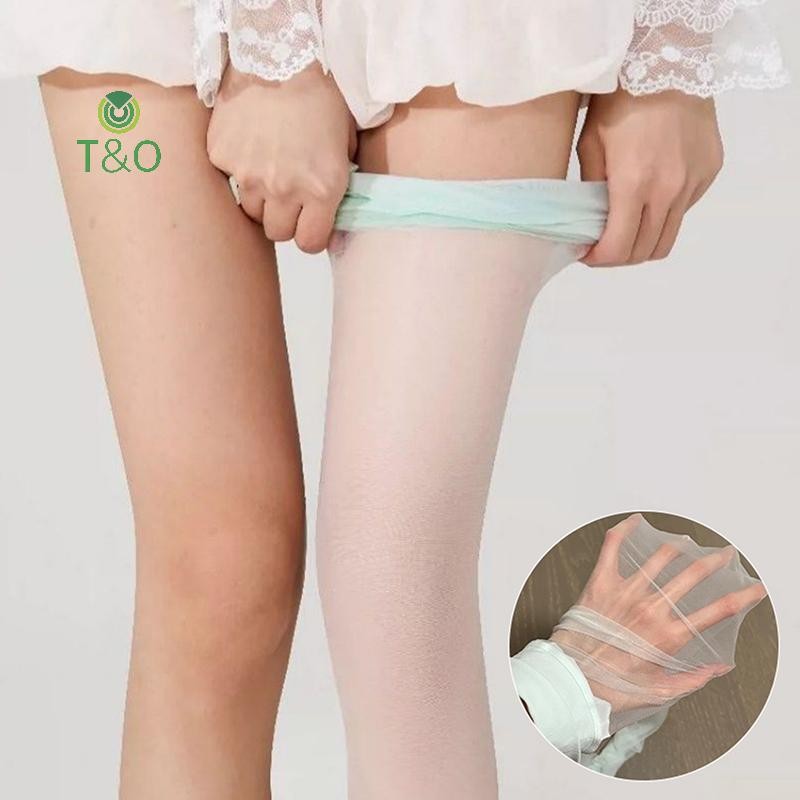 [t & O-t] Vớ màu xanh bạc hà dành cho nữ mùa hè mỏng làm trắng da tự nhiên Tất làm mịn và làm sáng da chân [mới]