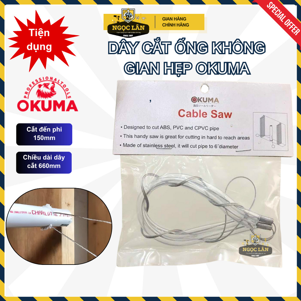 [Cao cấp] Dây cắt ống nước OKUMA chuyên dùng cắt ống khu vực chật hẹp (cắt ống phi đến 150mm)
