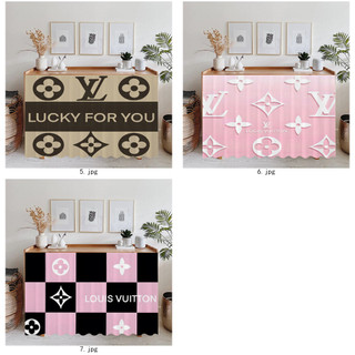 LV Light Phong cách sang trọng Rèm tủ Polyester họa tiết thương hiệu cao cấp, Rèm chống bụi nhà bếp và rèm xấu xí chống dầu, chống thấm nước và dễ lau chùi (không bao gồm thanh)