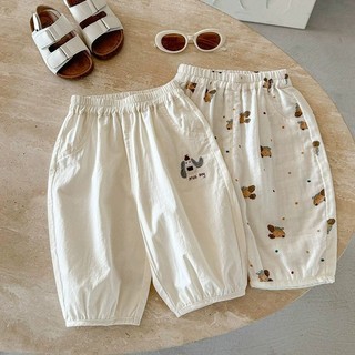 Quần chống muỗi mùa hè mới dễ thương cho trẻ em, quần cotton gạc thoáng khí cho bé trai và bé gái, quần mỏng điều hòa cho chó con