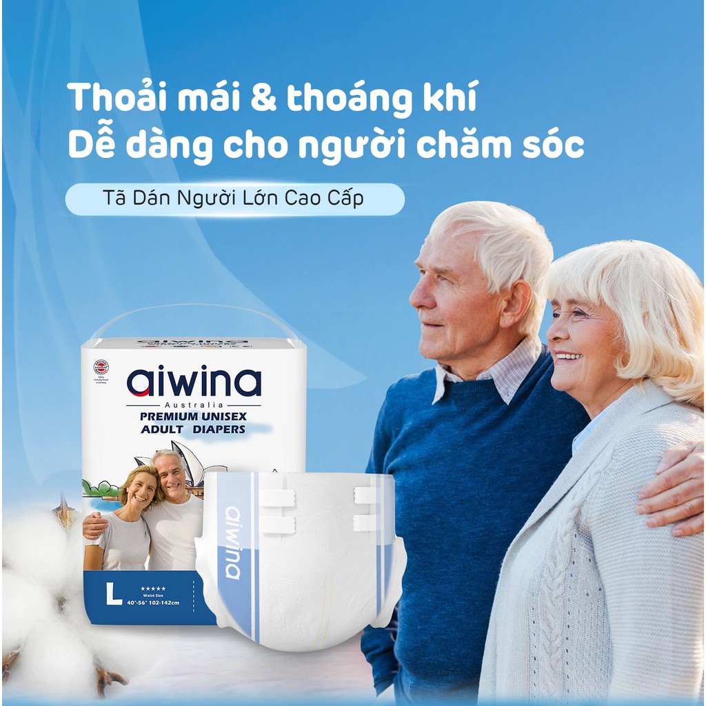 Combo 6 Tã dán người lớn Aiwina siêu mỏng, siêu mềm size M/L/XL túi 10 miếng