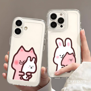 ibumpers Ốp Điện Thoại iPhone Cặp Đôi Hoạt Hình Họa Tiết Động Vật Ốp Lưng Trong Suốt TPU Mềm Chống Sốc Cho IPhone 16 15 14 12 13 11 Pro Max IP 7 8 Plus X XS XR