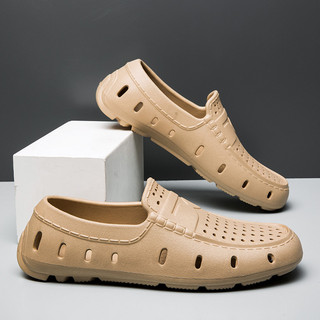 Giày Sandal Mùa Hè Đi Biển Dép Chống Trơn Trượt Thoáng Khí Lái Xe Giày Lỗ Nam Rỗng Thoáng Khí Một Chân
