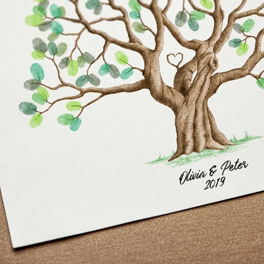 Fingerprint Tree Canvas Creative Guest Book Large Wedding Fingerprint Thumbprint Tree Family Signature Canvas gelhvn