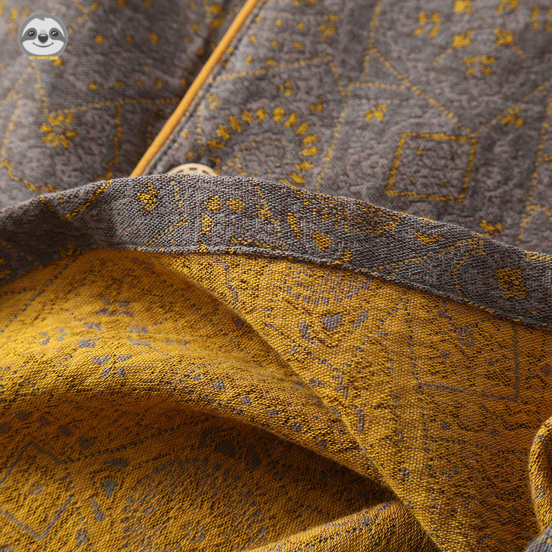 Phong cách Nhật Bản Muji Style - Bộ đồ ngủ ngắn tay Cotton nguyên chất dành cho nam Retro Jacquard - Quần áo gia đình mỏng có thể mặc bên ngoài