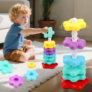 [COD] Tháp quay cầu vồng SCANDIFY, Đồ chơi giáo dục sớm Tháp nhẫn Đồ chơi xếp hình xếp chồng lên nhau cho bé, Đồ chơi xếp chồng quay Montessori thời trang Trẻ em phát triển kỹ năng vận động