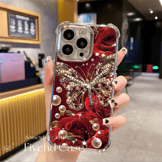 Ins Hàn Quốc Hoa Hồng Pha Lê Bướm Mạ Sang Trọng Cho IPhone 16 11 12 13 14 15 16E Pro Xs Max X Xr 7 8 Plus SE Vỏ Điện Thoại TPU Mềm Chống Rơi Vỏ Chống Sốc