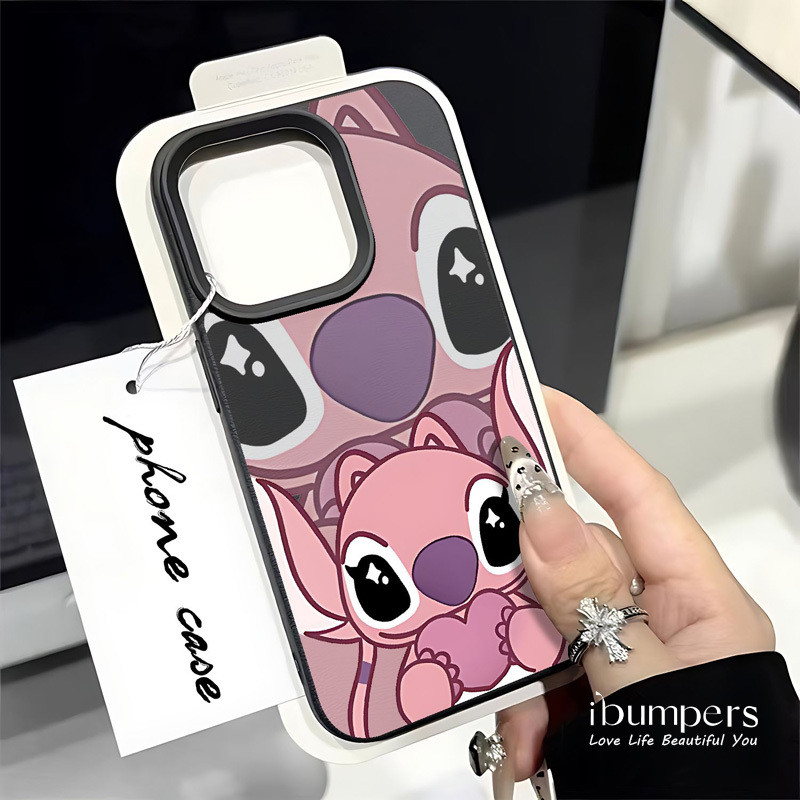 ibumpers Ốp Điện Thoại iPhone Dễ Thương Stitch Thiên Thần Cặp Đôi Họa Tiết Cho IPhone 16 15 14 12 13 11 Pro Max IP 7 8 Plus X XS XR Ốp Lưng Mỏng Silicon Mềm Da Họa Tiết