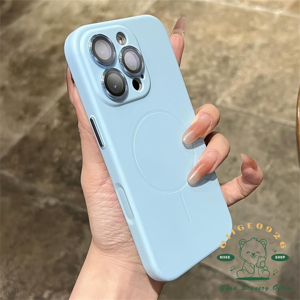 Ống Kính Kim Loại Lỏng Mờ Từ Tính Vỏ Điện Thoại iphone16 Pro Max 15 14 13 12 11 Vỏ Cho iPhone Vỏ Silicon Mềm TPU Chống Sốc