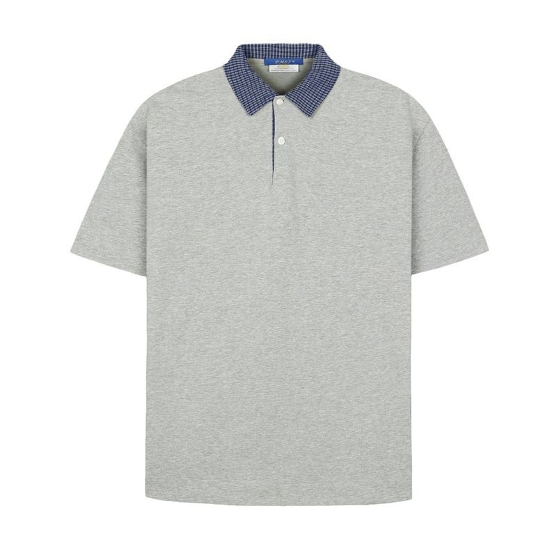 Áo Polo Nam Mùa Hè Hợp Thời Trang Giả Two-Piece Check Shirt Áo Thun Tay Ngắn