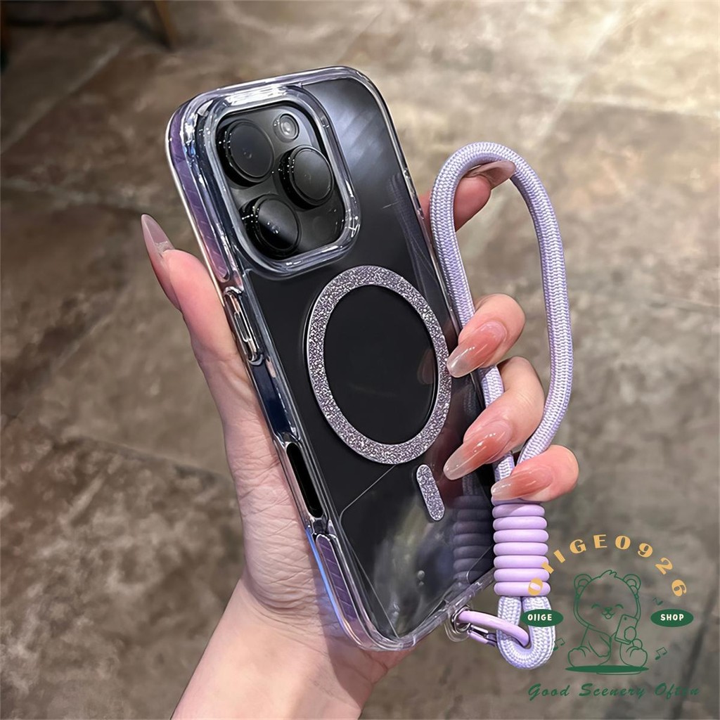[Vỏ dây buộc] Túi khí chống rơi long lanh từ tính Vỏ điện thoại iphone16 Pro Max 15 14 13 12 11 cho vỏ iPhone Vỏ mềm silicon TPU chống sốc