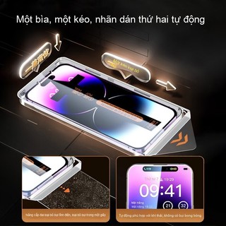 Kính cường lực iPhone 9H HD tự dán không bụi chống vân tay cho iPhone 11 12 13 14 15 16 17 Pro Max XR XS