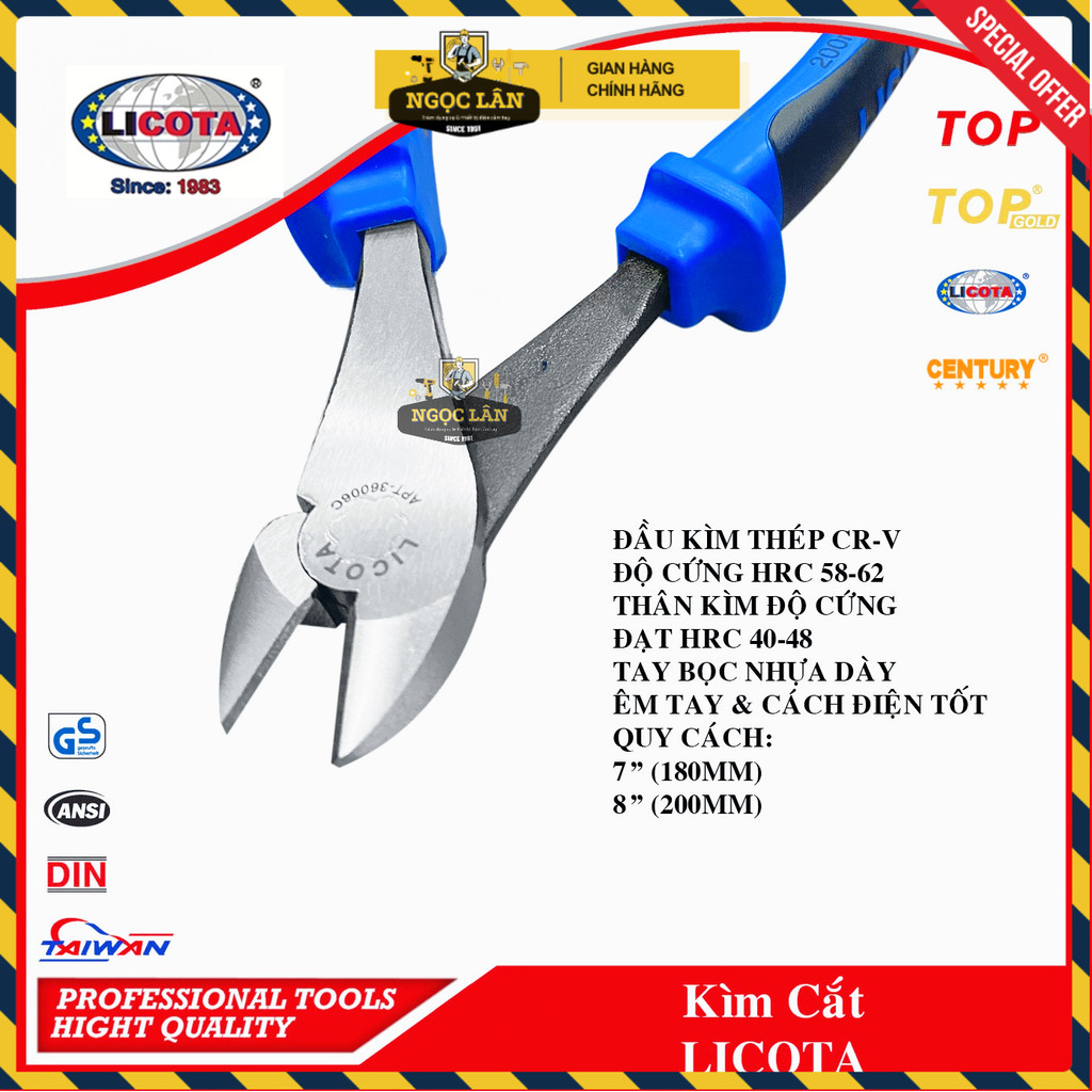 [Chính hãng] Kìm cắt Licota 7" (180mm), 8" (200mm) hàng Đài Loan cao cấp