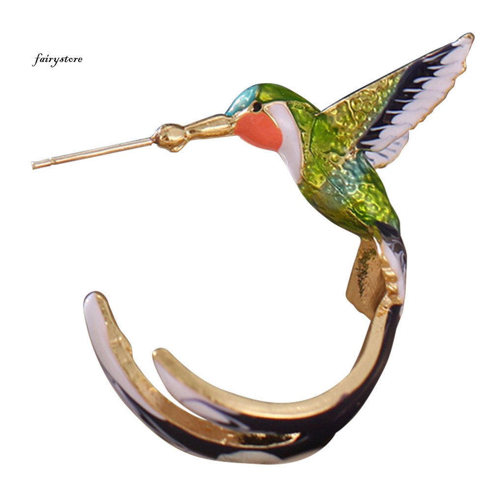 Fairystore| Bông tai xỏ khuyên thời trang cho Cocktail Hummingbird Men Khuyên tai chống mài mòn