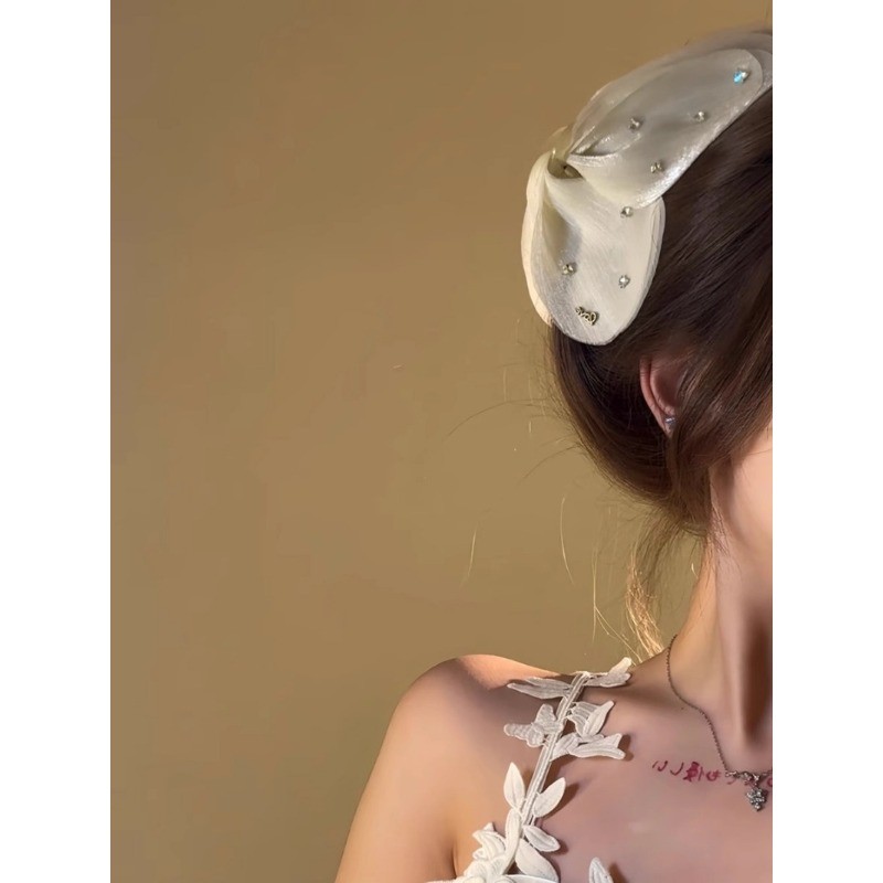Nơ Mới Lấy Lớn Cao Cấp Lưới Mùa Hè Kẹp Tóc Nữ Lưng