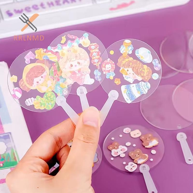RRLNMD 5 CáiMini Trong Suốt Trống Quạt Trẻ Em DIY Trống Tay Quạt Sân Khấu Hiệu Suất Quạt Tay Trang Trí Cho DIY Thủ Công Làm Tay Graffiti Quạt MỚI