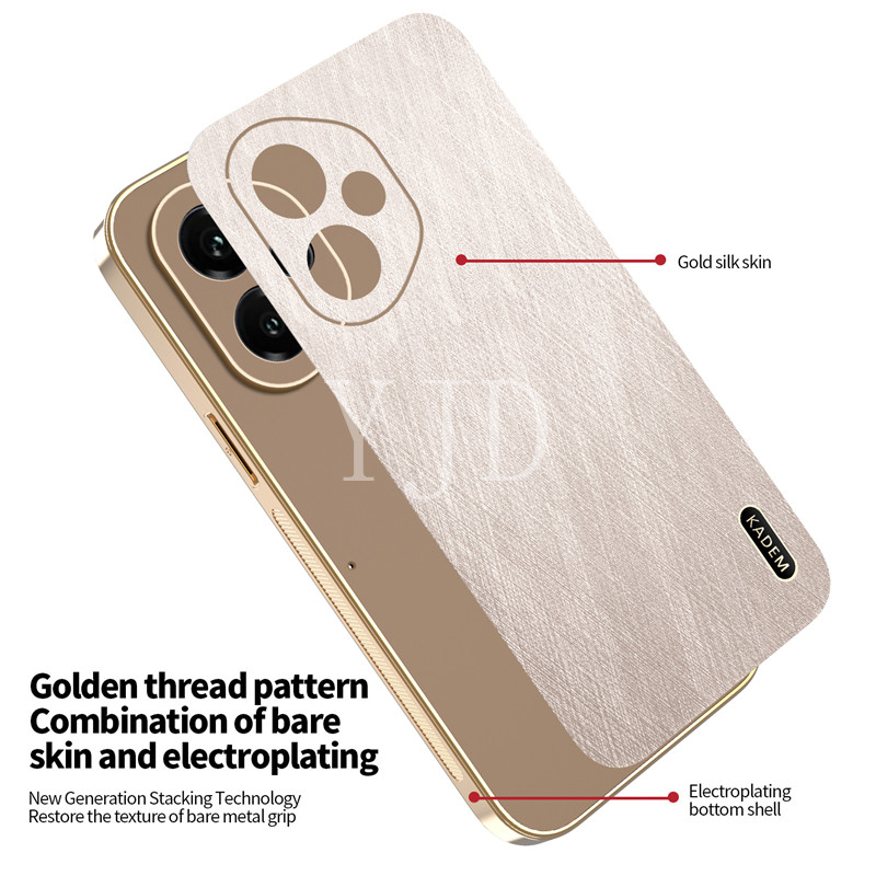 Ốp Lưng Cho Honor 400 Pro Gold Silk Skin TPU Khung Mạ Điện Chống Rơi Vỏ Điện Thoại