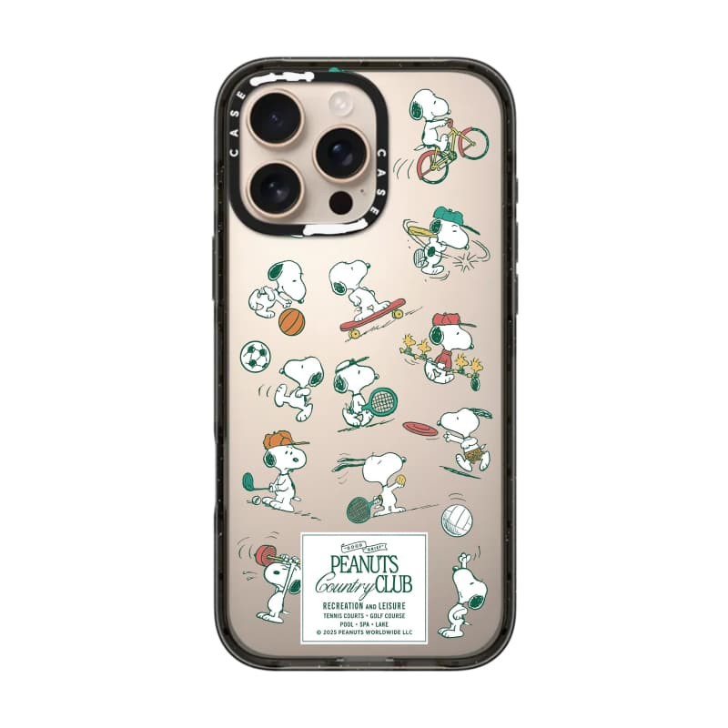 CASECASE X Snoopy Sports & Recreat Black Edge Clear Hard Từ Hút Tác Động Dành Cho Apple IPhone 12 13 14 15 16 Pro Max Plus Có Hộp