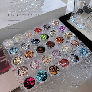 XEIJAYI Nghệ thuật móng tay 6PCS/1Set Bộ trang sức sequin lớn Chất liệu sequin siêu lấp lánh Trang trí móng tay Công cụ làm móng cho tiệm nail