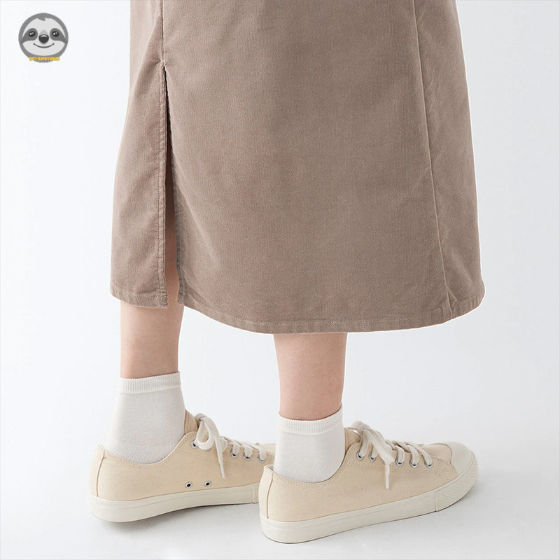 Phong cách Nhật Bản Phong cách Muji / Nút vải nhung co giãn dành cho nữ Dây kéo Váy dài vừa phải / Micro-Elastic Casual Slimmer Look Commuter Suit Váy