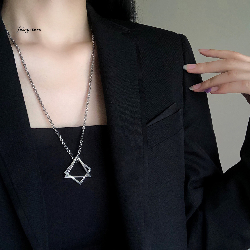 Fairystore | Dây chuyền áo len mặt dây chuyền hình học mạ điện chống gỉ phai màu trang trí cổ phụ kiện quần áo