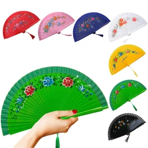 Quạt múa lụa Tây Ban Nha SA họa tiết hoa để biểu diễn và trang trí