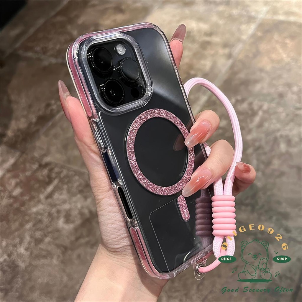 [Vỏ dây buộc] Túi khí chống rơi long lanh từ tính Vỏ điện thoại iphone16 Pro Max 15 14 13 12 11 cho vỏ iPhone Vỏ mềm silicon TPU chống sốc