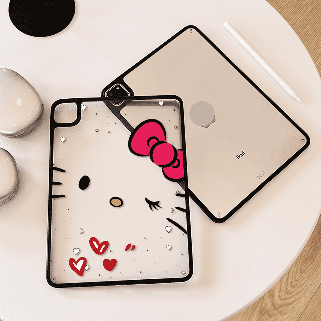 Ốp Lưng Acrylic Cứng Nơ Đỏ Cho Mini6 Mini7 A17Pro IPad 5 6 7 8 9 10 11 A16 Air 2 3 4 5 6 Air 11 M2 Pro10.5 10.2 "Pro11 2018 2020 2021 2022 M4 Pro13 2024 2025