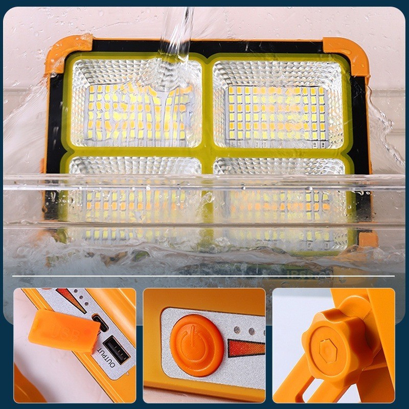 Đèn Năng Lượng Mặt Trời Cầm Tay,Tích Điện Cầm Tay Chống Nước IP66,Có Đèn Cảnh Báo