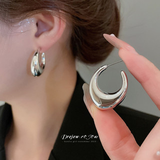 DREJEW Bông tai thép không gỉ hình chữ C cổ điển dành cho nữ - Thiết kế thời trang và đơn giản