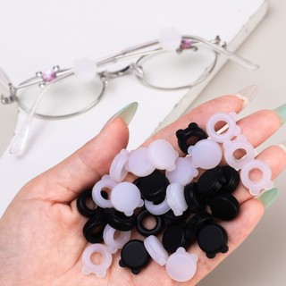 [3-5 Ngày Đến] Bear Ear Glasses - Vỏ Chống Trơn Trượt 5-25Pack, Kính Mắt Silicon Mềm Cho Thể Thao, Thiết Kế Dễ Thương - Đen / Trắng