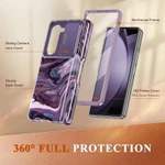 GVIEWIN cho Samsung Galaxy Z Fold 6 Ốp lưng có giá đỡ bút S, [Vỏ máy ảnh trượt & Bảo vệ màn hình], Bảo vệ bản lề chắc chắn Vỏ điện thoại đá cẩm thạch bảo vệ chống sốc cho Z Fold 6 (Q — ảnh 4