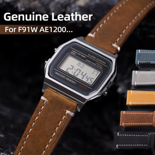 Dành Cho Casio W800h AE1200 F91W Dây Đeo Đồng Hồ Da Thật Chính Hãng 18 Mm Phát Hành Nhanh Vintage Sáp Dầu Đa Năng Dây Đeo Đồng Hồ Thép Không Gỉ 18 Mm Dây Đeo Đồng Hồ F 91W Vòng Tay Nam Nữ