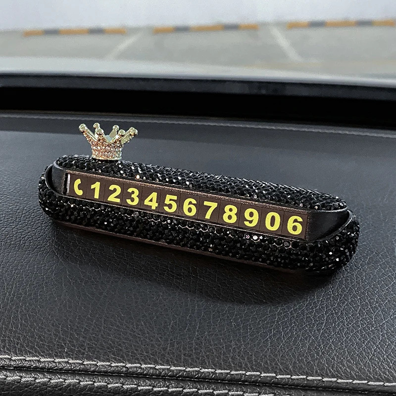 Crown Kim Cương Giả Thẻ Đỗ Xe Ô Tô Hoa Pha Lê Biển Số Điện Thoại Dán