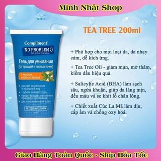[DATE MỚI] Sữa rửa mặt - Gel NO PROBLEM Compliment chứa Tea Tree Salicylic Acid,giảm viêm,mụn 200ML của Nga