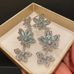 Đẹp Sang Trọng Nhẹ Lá Sang Trọng Zircon Dài Tinh Tế Bông Tai Thanh Lịch