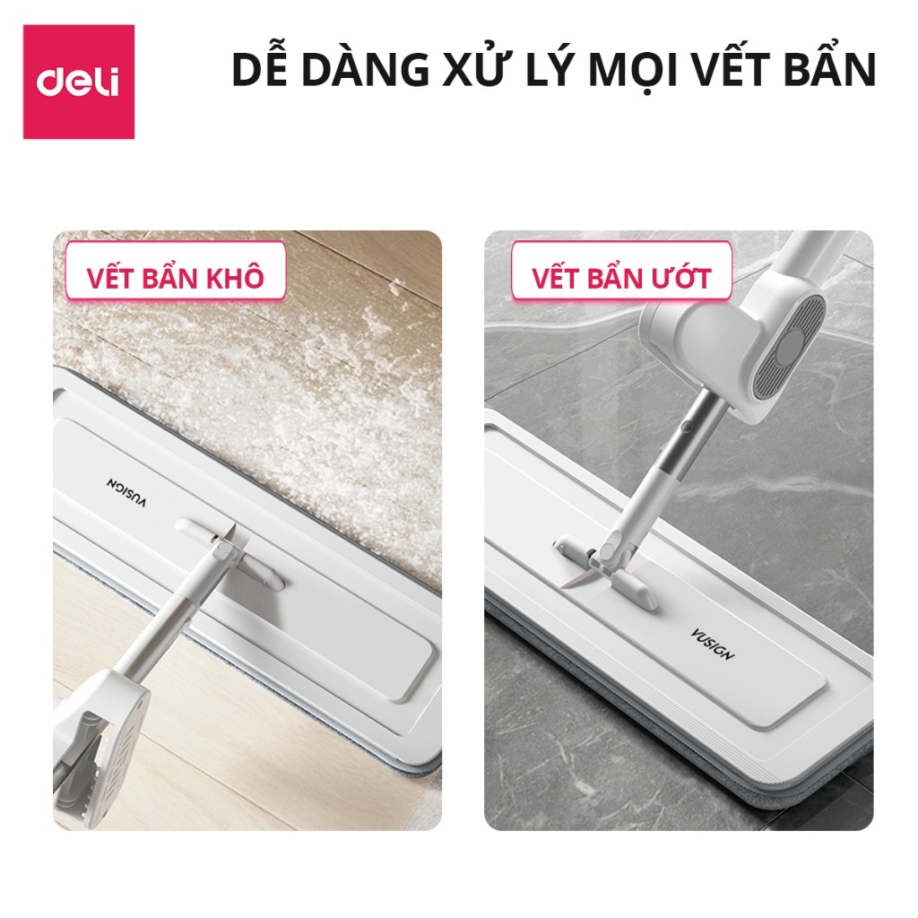 Cây lau nhà phun sương tự vắt tiện lợi DELIxVusign Vắt khô nhanh, Xoay 360 độ làm sạch mọi ngóc ngách