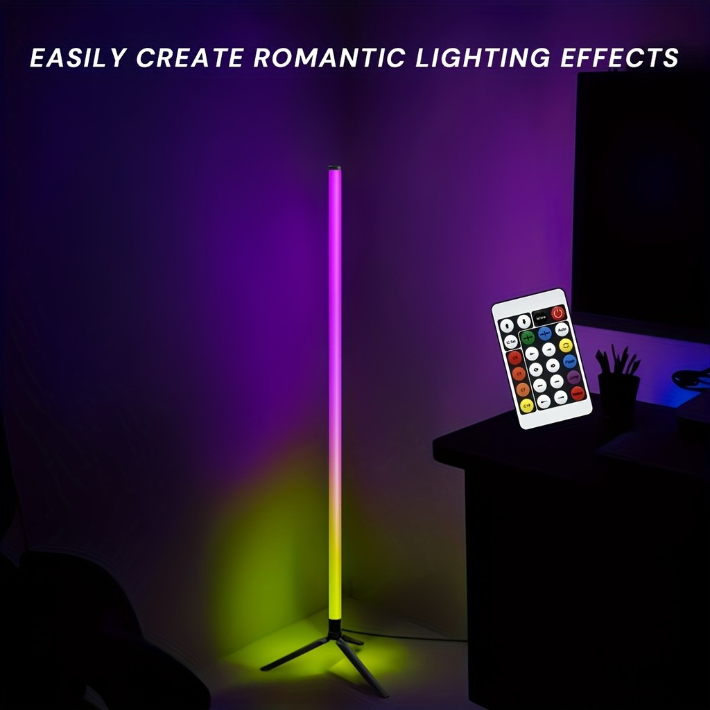 Đèn sàn ba chân có điều khiển từ xa, đèn đứng có đèn Led Rgb, thích hợp cho phòng chơi game, phòng ngủ, phòng khách Đèn ngủ không khí trang trí phòng khách