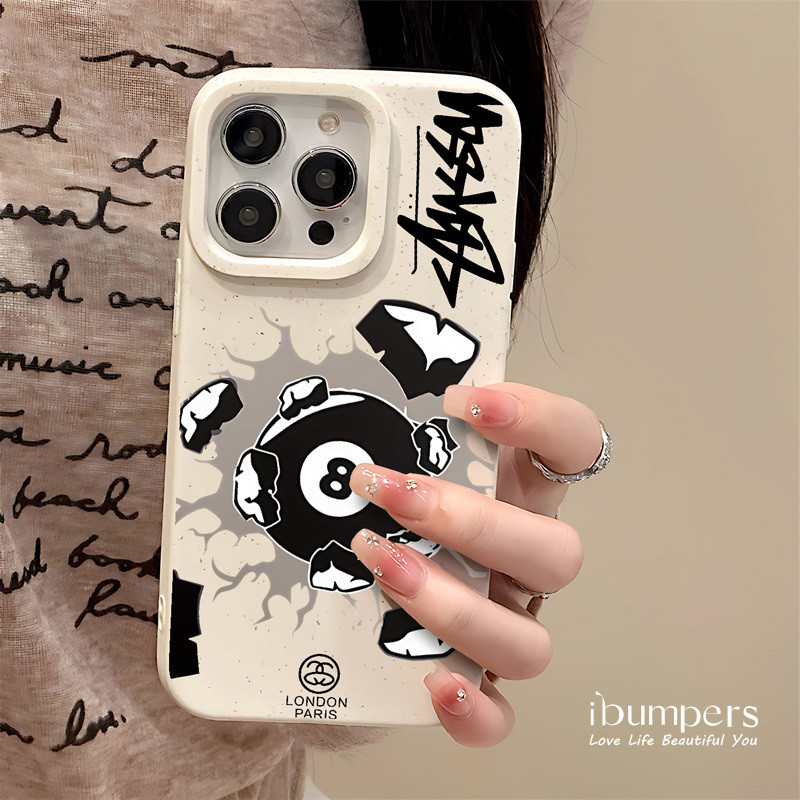 ibumpers Ốp Điện Thoại iPhone Nghệ Thuật Thanh Lịch Graffiti Stussy Họa Tiết Cho IPhone 16 15 14 12 13 11 Pro Max IP 7 8 Plus X XS XR Ốp Lưng Ống Hút Lúa Mì Phân Hủy Thân Thiện Với Môi Trường