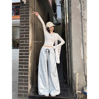 Quần ống rộng nữ kẻ sọc phối hình nơ siêu xinh chất vải đũi lạnh mềm mịn thoáng mát mặc mùa hè Hivaxin