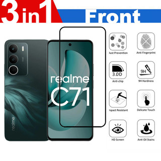 cho Realme C71 4G HD Bảo vệ màn hình 3 trong 1 Kính cường lực cho Realme C75x C75 C73 C67 C65s C63 C61 C60 C51s C53 C55 C30s C31 4G 5G Sợi carbon Trở lại phim & Máy ảnh Bảo vệ ống kính