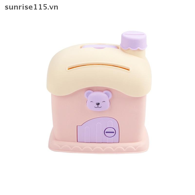 SSVN Gấu Heo Dễ Thương Ngân Hàng Hoạt Hình Vuông Có Khóa Và Chìa Khóa Nhà Nấm Dễ Thương Heo Đất Hoạt Hình Trẻ Em Bình Xu Đồ Chơi Trẻ Em.