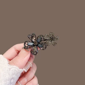 MAUROPOLI [Sẵn Sàng] Mùa Hè Phong Cách Mới Kim Cương Giả Hoa Kẹp Tóc Nữ Tính Khí Bên Nổ Kẹp Tóc Cao Cấp