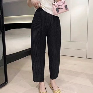 2025 Kích Thước Lớn Bao Thịt Mỏng Nhìn Co Giãn Thường Ngày Xếp Ly Cao Cấp Thoáng Khí Mát Harem Quần