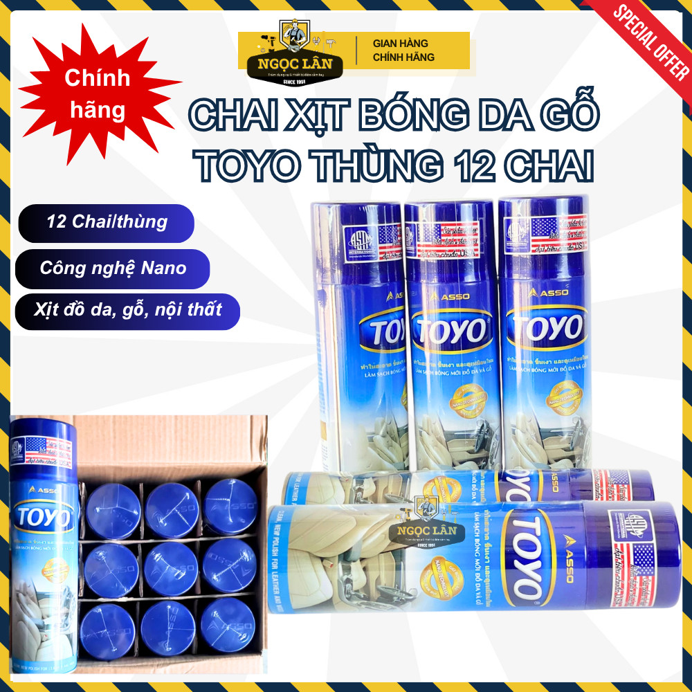 [Giá 1/2 thùng chính hãng] Chai xịt bóng mới đồ da & đồ gỗ TOYO 500ml làm sạch, bóng, mới bề mặt