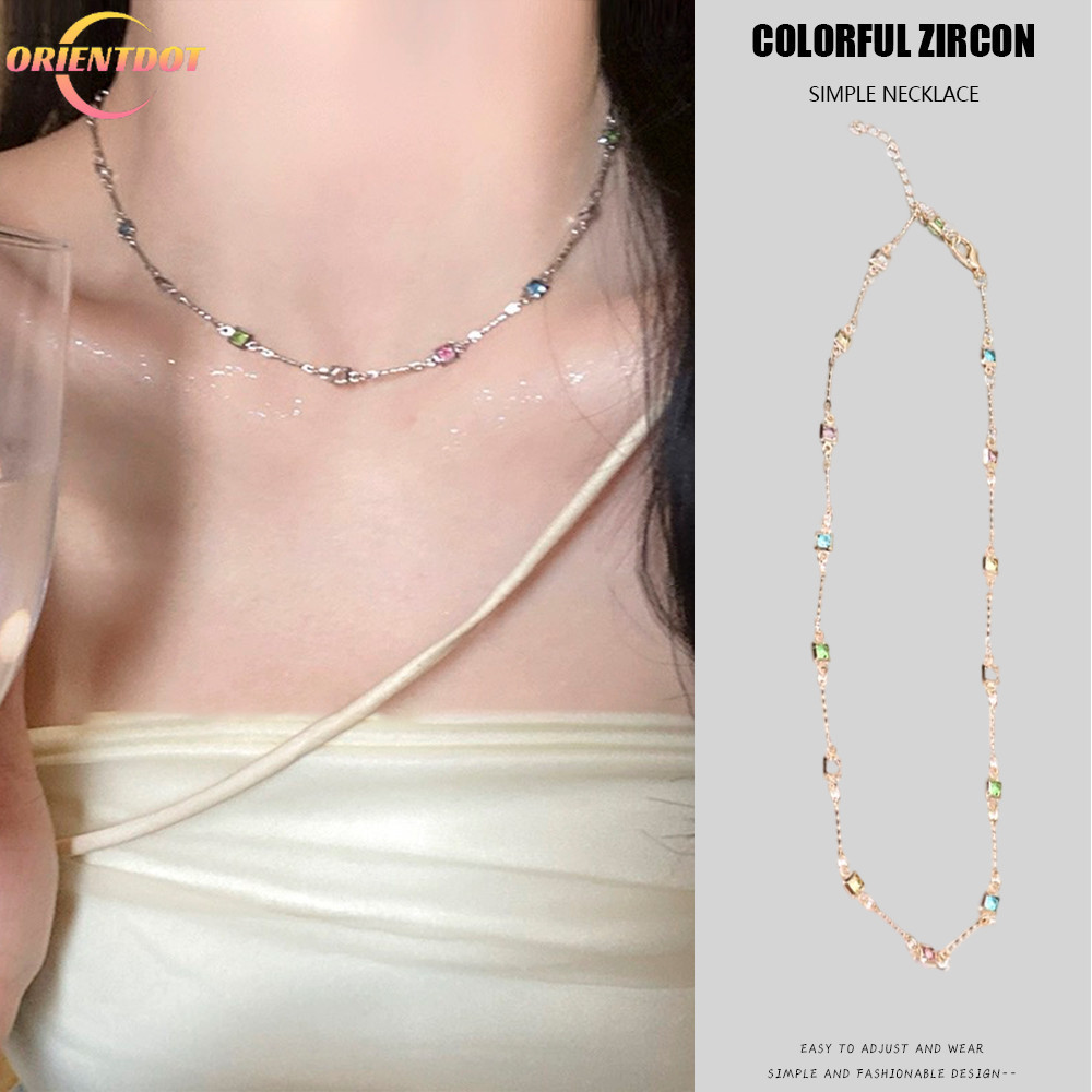 1 / 2 Vòng cổ tối giản tươi mát phong cách Hàn Quốc Nhật Bản - Dây chuyền xương đòn nữ hợp kim kẽm đầy màu sắc thanh lịch thời trang