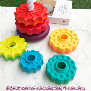 Đồ chơi giáo dục trẻ em, nhẫn tháp xoay nhiều màu sắc, trẻ sơ sinh 1-2 tuổi, đồ chơi tháp xoay xếp chồng lên nhau.