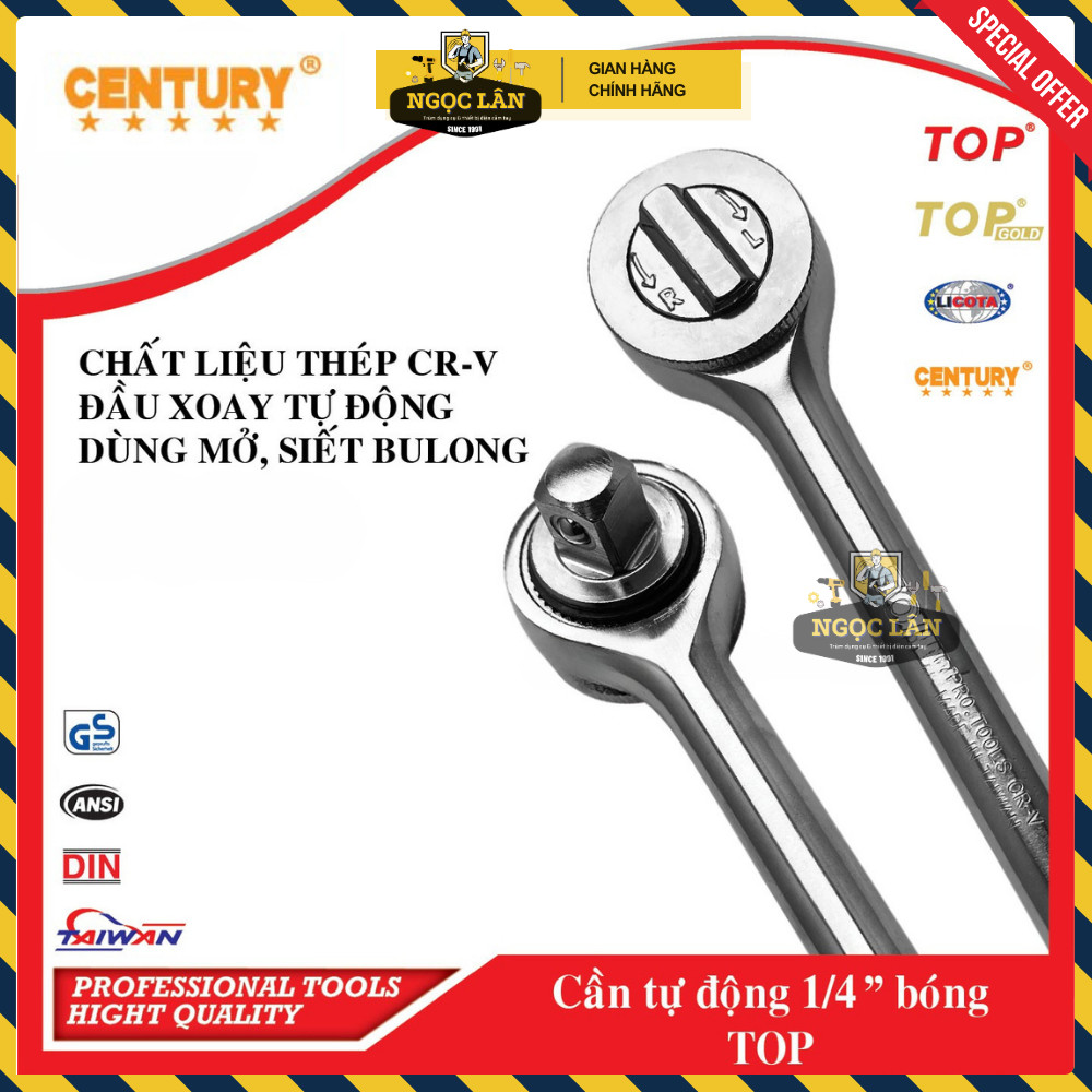 [Chính hãng] Cần siết tự động Century 1/4" 3/8" 1/2" đầu tròn có đảo chiều