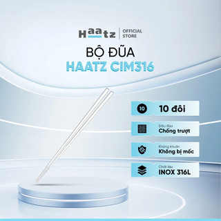 Bộ 10 đôi đũa Haazt CIM316 inox 316L, khắc laser chống trượt, siêu bền nhẹ, an toàn cho sức khỏe